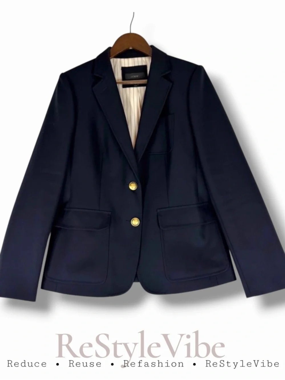 J CREW Women’s Size 10 Blazer Jacket 100% Wool Lined Gold Buttons